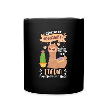 Lama Lamas Tier Weich - Tasse einfarbig - Schwarz - Vorne