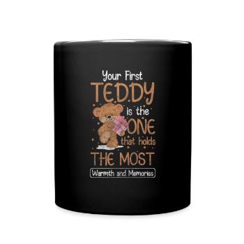 Teddybär Kind Kuscheln - Tasse einfarbig - Schwarz - Vorne