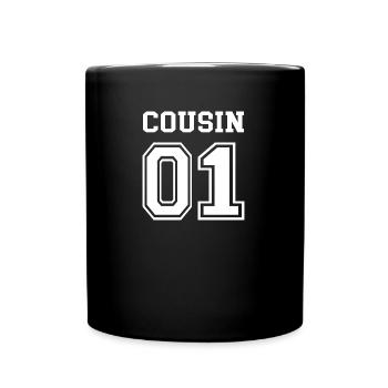 Cousin 01 Nummer 1 Geschwister Partnerlook Cousins - Tasse einfarbig - Schwarz - Vorne