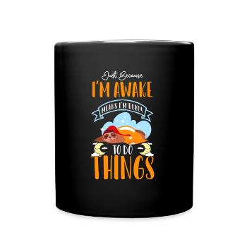 Schlafen Faul - Tasse einfarbig - Schwarz - Vorne
