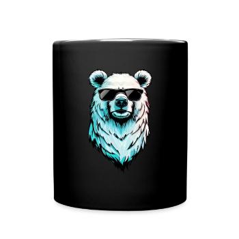 Cooler Eisbär - Polarbär mit Sonnenbrille - Tasse einfarbig - Schwarz - Vorne