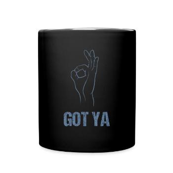 Reingeguckt" Handspiel - Klassischer Got - Tasse einfarbig - Schwarz - Vorne