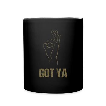 Reingeguckt" Handspiel - Klassischer Got - Tasse einfarbig - Schwarz - Vorne