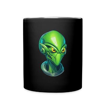 Cool alien cyborg head - Full Colour Mug - black - Front