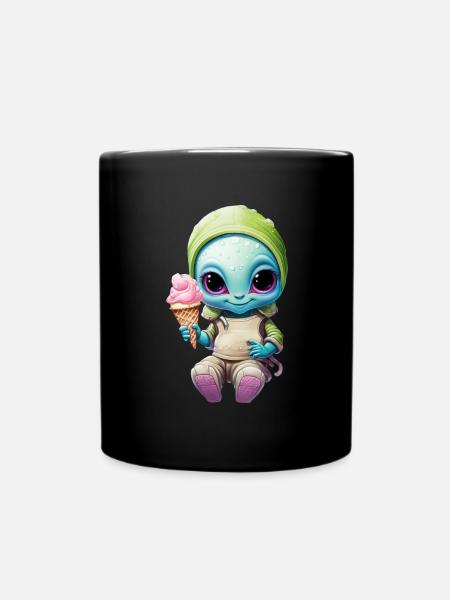 Alien Außerirdischer Mädchen Eis Sommer - Tasse einfarbig - Schwarz