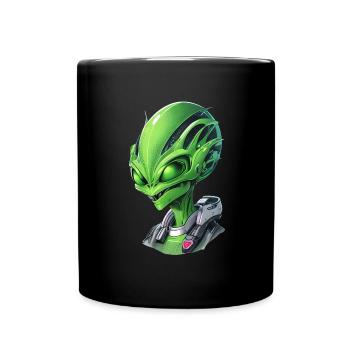 Alien Portrait: Intriguing face from an attached - Full Colour Mug - black - Front