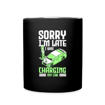 E-Car Tesla Electricity Climate Protection - Full Colour Mug - black - Front