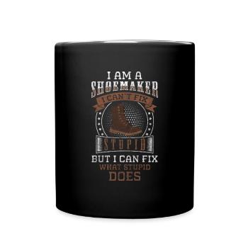 Handwerk Schuhe Leder Stiefel - Tasse einfarbig - Schwarz - Vorne