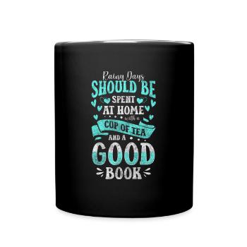 Tea Time Out Drinking Green Tea - Full Colour Mug - black - Front