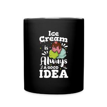 Eis Eisdiele Naschen Eistüte - Tasse einfarbig - Schwarz - Vorne