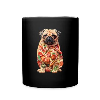 Pug Pizza - Full Colour Mug - black - Front