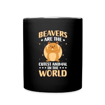 Tier Bober Nager - Tasse einfarbig - Schwarz - Vorne