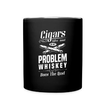 Zigarren Dampfen Whiskey Genuss - Tasse einfarbig - Schwarz - Vorne
