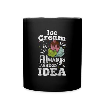 Crème glacée Gaufre Vendeur de crème glacée Dessert - Mug uni - noir - Devant