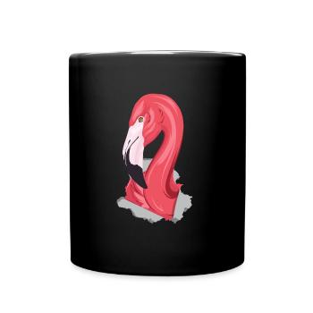 Flamant rose - Mug uni - noir - Devant