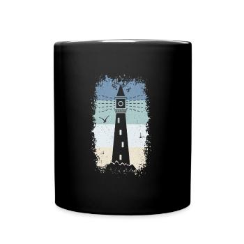 Phare Retro mer nord Baltique côte vacances S - Mug uni - noir - Devant
