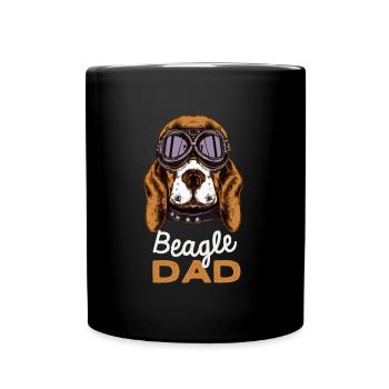 Beagle Dad Vintage Pilot Hund Papa Geschenk Retro - Tasse einfarbig - Schwarz - Vorne