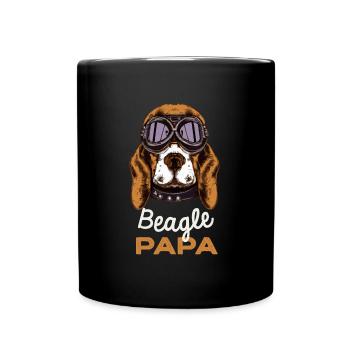 Beagle Papa Vintage Pilot Hund Papa Geschenk Welpe - Tasse einfarbig - Schwarz - Vorne