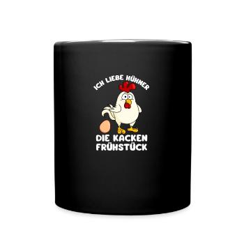 Funny Chicken Spruch Bäuerin Bauern Huhn Henne - Tasse einfarbig - Schwarz - Vorne