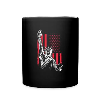 State of Liberty mit USA Flagge - Tasse einfarbig - Schwarz - Vorne