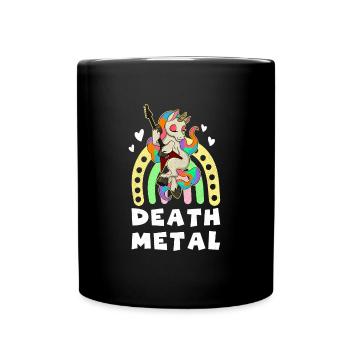 Metall Band Rock Einhorn Regenbogen Musiker - Tasse einfarbig - Schwarz - Vorne