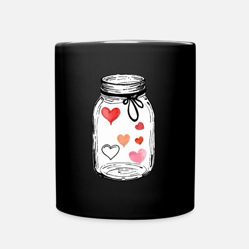 Pot plein d'aquarelles de coeurs d'amour - Mug uni - noir