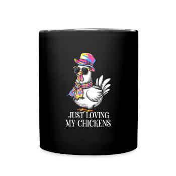 I Love My Chickens - Funny Chickens Cartoon - Full Colour Mug - black - Front