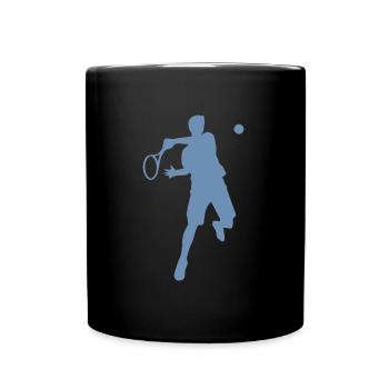 Tennis Player Backhand Silhouette Minimalist - Full Colour Mug - black - Front