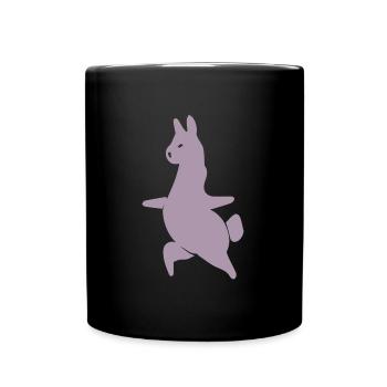 Llama Alpaca Workout Yoga Silhouette Minimalist - Full Colour Mug - black - Front