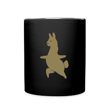 Llama Alpaca Workout Yoga Silhouette Minimalist - Full Colour Mug - black - Front