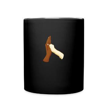 High Five mit Hund schwarze Hand - Tasse einfarbig - Schwarz - Vorne
