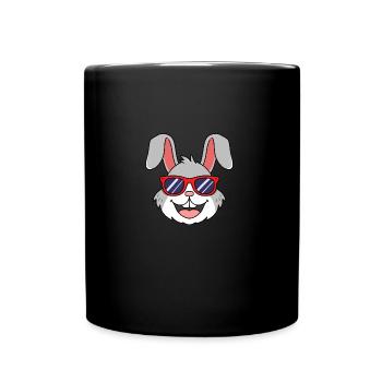 Lapin cool avec lunettes de soleil - Mug uni - noir - Devant