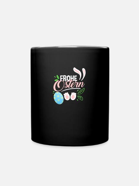 Frohe Ostern schön Dekoriert - Tasse einfarbig - Schwarz