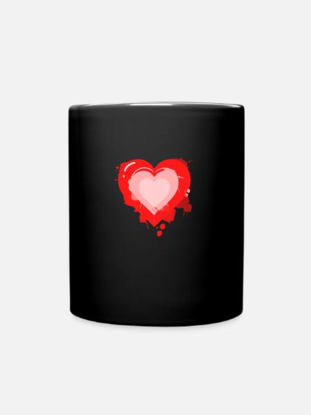 Herz in Herz - Tasse einfarbig - Schwarz