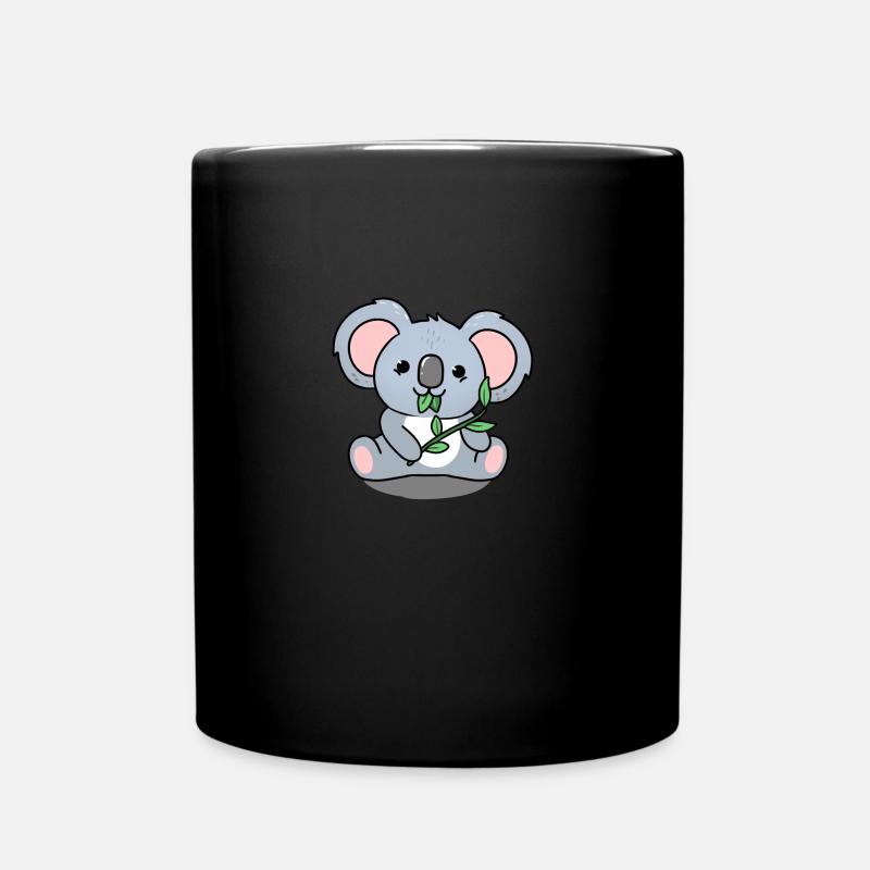 Koala der Blätter isst - Tasse einfarbig - Schwarz
