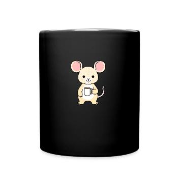 Mouse drinks coffee - Full Colour Mug - black - Front