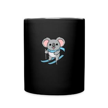 Koala-Skifahren - Tasse einfarbig - Schwarz - Vorne