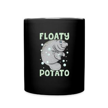 Drôle de lamantin Vache de mer Flotteur Pomme de terre - Mug uni - noir - Devant