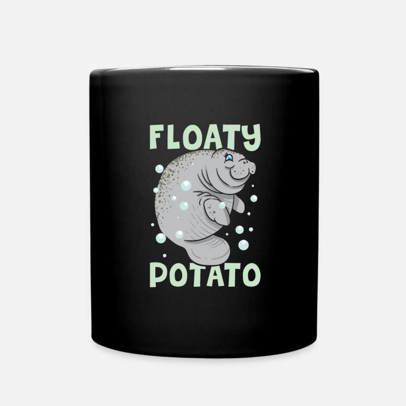 Funny Manatee Sea Cow Floaty Potato - Tasse einfarbig - Schwarz