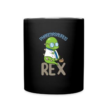 Pharmasaurus Rex Funny Pharmacist Dinosaur - Full Colour Mug - black - Front