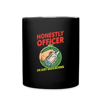 Honestly Officer I'm Just Geocaching Funny - Full Colour Mug - black - Front