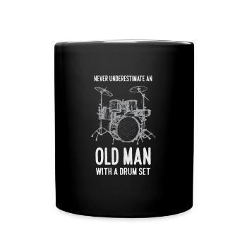Drôle de vieil homme avec batterie Batteur Grand-père - Mug uni - noir - Devant