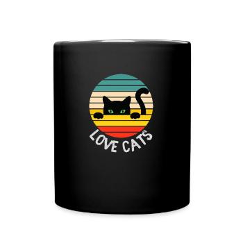 love cats cats love gift idea - Full Colour Mug - black - Front