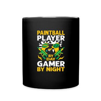 Paintball Player By Day Gamer By Night - Tasse einfarbig - Schwarz - Vorne