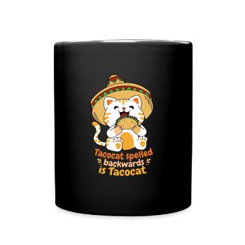 Tacocat Spelled Backwards Tacos Taco - Full Colour Mug - black - Front