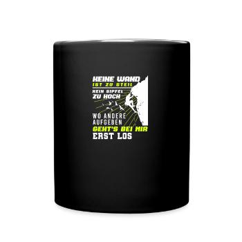 Klettern bouldern lustiges Motiv Kletterer - Tasse einfarbig - Schwarz - Vorne