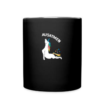 Yoga cooler Einhorn Spruch Meditation Yogalehrerin - Tasse einfarbig - Schwarz - Vorne