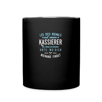 Kassierer lustiger Spruch Kaufmann Geschenk - Tasse einfarbig - Schwarz - Vorne