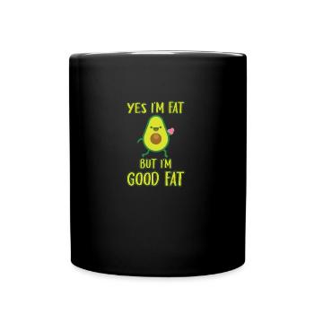 Funny Avocado Yes in Fat Avocado Costume - Full Colour Mug - black - Front