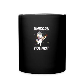 Violinist, unicorn, violinist, musician - Full Colour Mug - black - Front